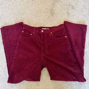 Levi's Deep Red Corduroy Ribcage Straight Pants